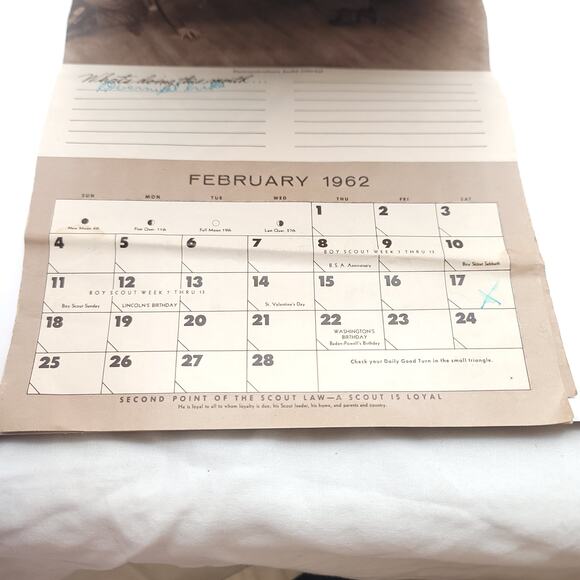 1962 Bernel Hollingsworth Boy Scout Complete Calendar Raton New Mexico - Picture 7 of 16